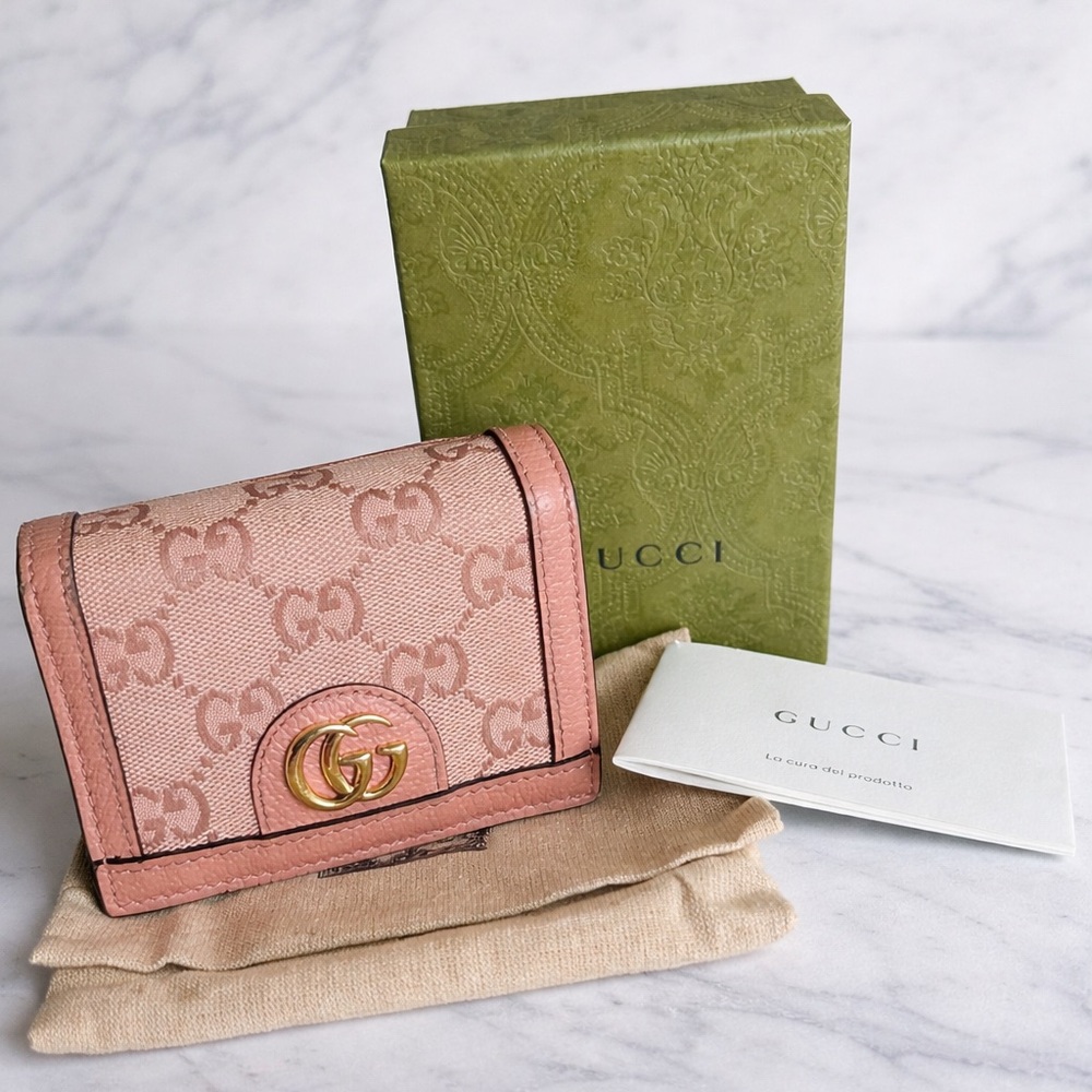 NWOT GUCCI Ophidia GG Card Case Wallet Pink